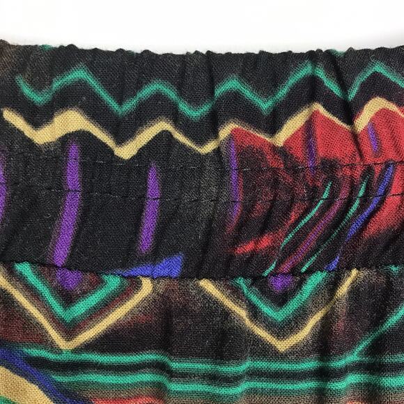 Vintage CLIO Midi Skirt Elastic Waist Flowy Colorful Abstract Print Size Large - Picture 2 of 8